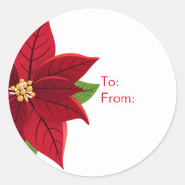 Label met kerstcadeaus voor Poinsettia