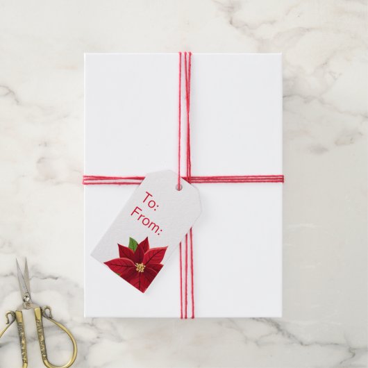Label met kerstcadeaus voor Poinsettia Cadeaulabel (Met Touw)