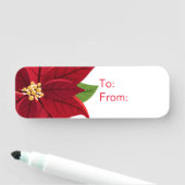 Label met kerstcadeaus voor Poinsettia Naamplaatje (In situ)