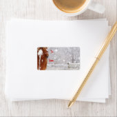 Label met kerstcadeaus voor winterpaarden (Insitu)