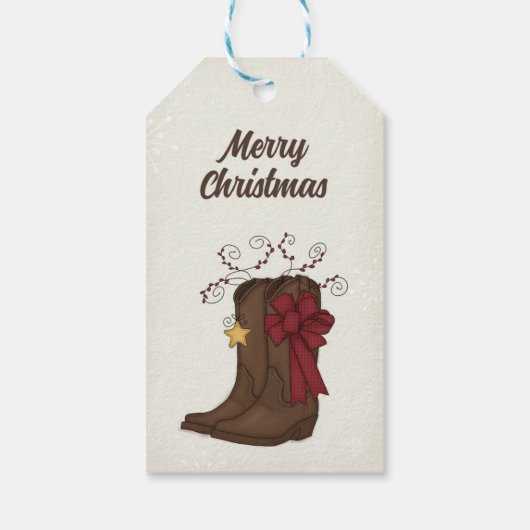 Label met kerstcadeautjes - Cowboy Boots Cadeaulabel (Achterkant)