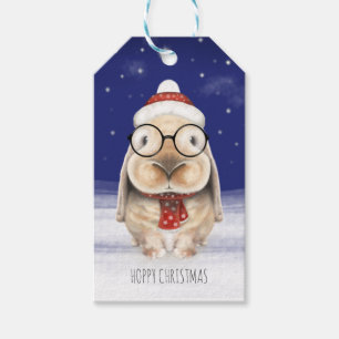 Label met kerstcadeautjes - Cute Bunny op een Ster Cadeaulabel