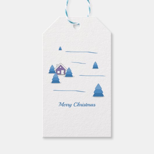 Label met kerstcadeautjes voor het landschap cadeaulabel (Voorkant)