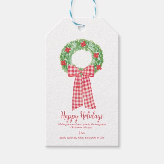 Label met kerstcadeautjes voor Red Gingham Cadeaulabel (Voorkant)