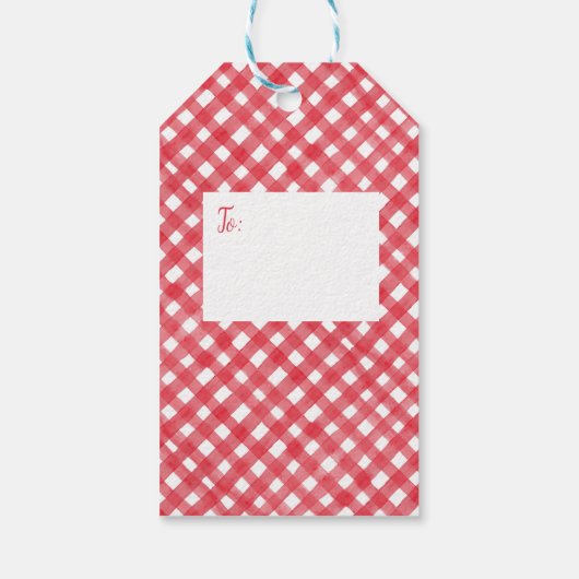 Label met kerstcadeautjes voor Red Gingham Cadeaulabel (Achterkant)