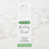 Label met kerstflesje met moderne Waterverf (Voorkant)