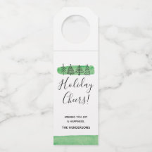 Label met kerstflesje met moderne Waterverf