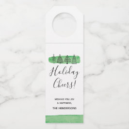 Label met kerstflesje met moderne Waterverf