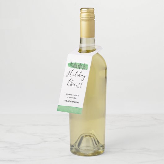 Label met kerstflesje met moderne Waterverf (Schuin)