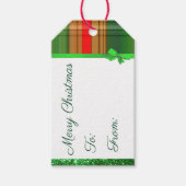 Label met kerstgroen en rood geplakt cadeau cadeaulabel (Voorkant)