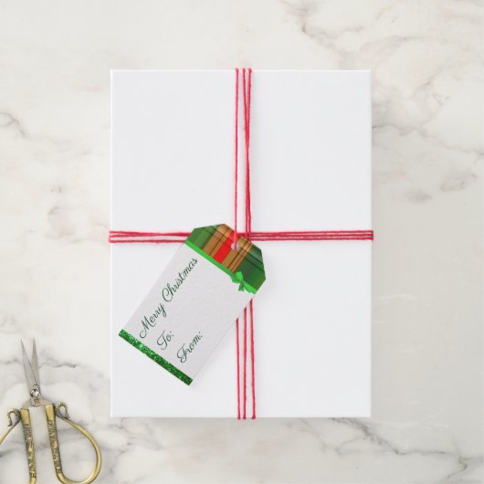 Label met kerstgroen en rood geplakt cadeau cadeaulabel (Met Touw)