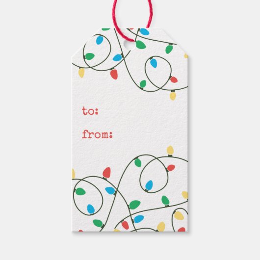 Label met kerstlampjes cadeaulabel (Voorkant)