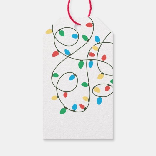 Label met kerstlampjes cadeaulabel