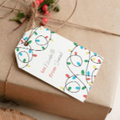 Label met kerstlampjes cadeaulabel