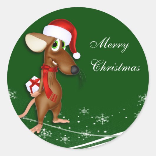Label met kerstmuis (Voorkant)