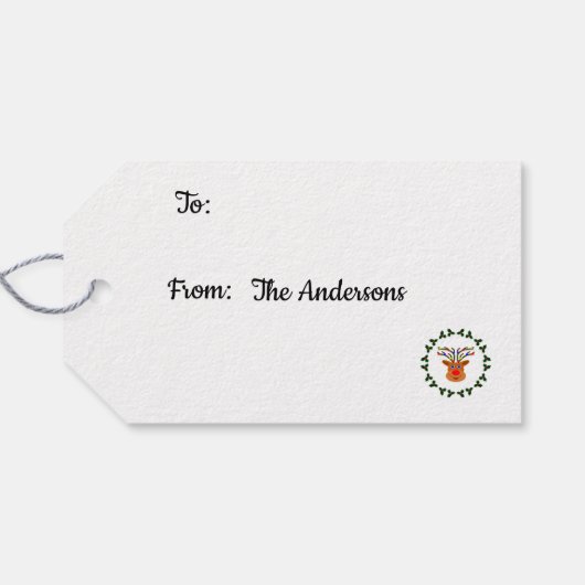 Label met kerstrendiercadeau cadeaulabel (Achterkant Horizontaal)