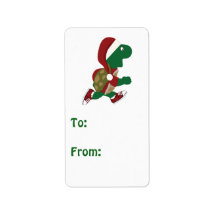 Label met kerstschildpadden