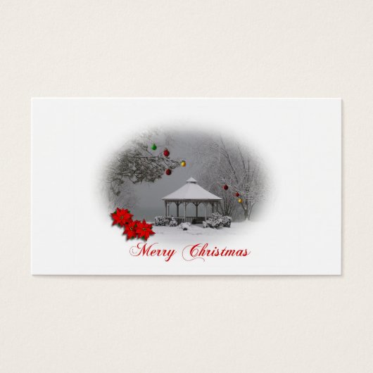 Label met kerstsneeuwscène visitekaartjes (Voorkant)