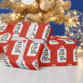 Label met kerstsnoepriet cadeaupapier