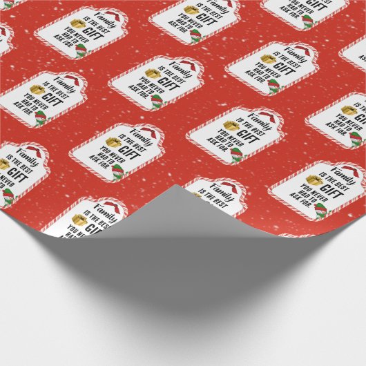 Label met kerstsnoepriet cadeaupapier (Hoek)