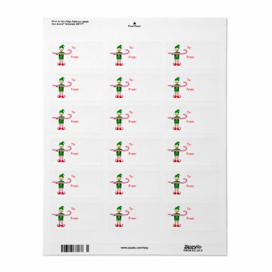 Label met kerstsnoepriet Elf Gift (Full Sheet)