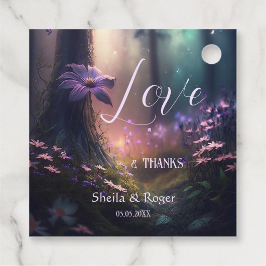 Label met magisch ingerichte bosbruiloft (Achterkant)