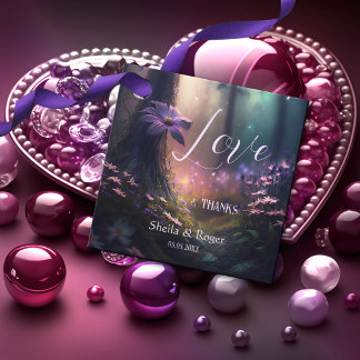 Label met magisch ingerichte bosbruiloft