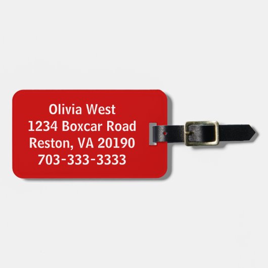 Label met rode bagage bagagelabel (Voorkant horizontaal)
