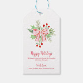 Label met rode roze roze roodbruin met kerstmis cadeaulabel (Voorkant)