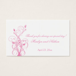 Label met roze en witte Floral Visitekaartjes