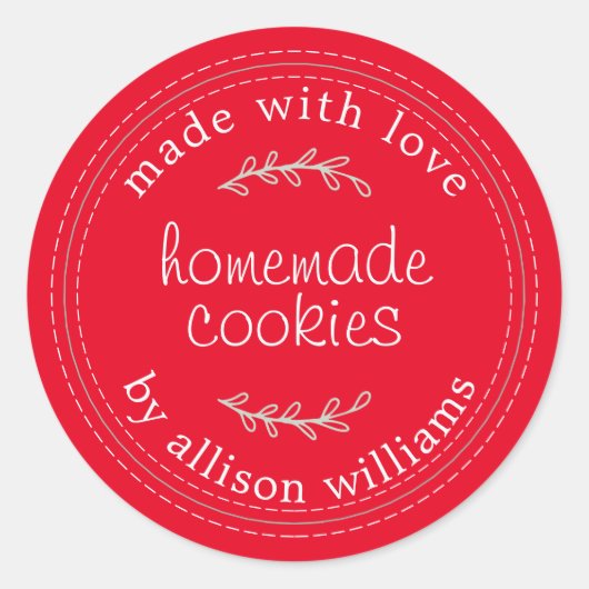 Label met rustieke rode zelfgemaakte koekjes (Voorkant)