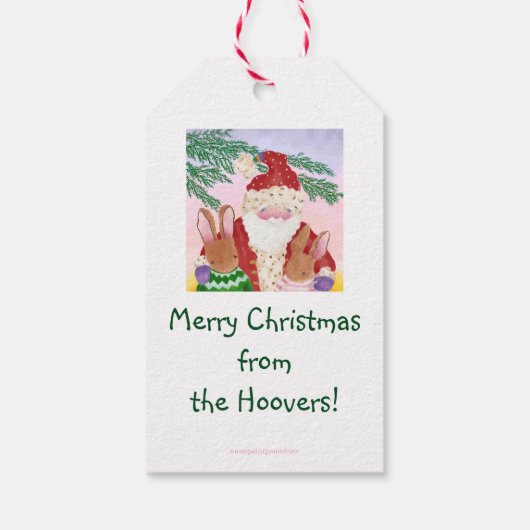 Label met soennieten voor kerstman en bunnies cadeaulabel (Achterkant)