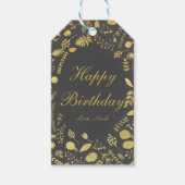 Label met touw en gouden bloem cadeaulabel (Voorkant)