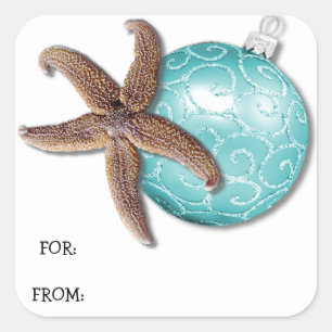 Label met tropische kerstcadeaus voor Ornamenten