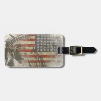 Label met vrijheidsbeeld op Amerikaanse vlag Bagagelabel