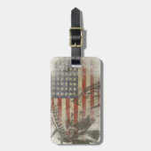 Label met vrijheidsbeeld op Amerikaanse vlag Bagagelabel (Voorkant verticaal)