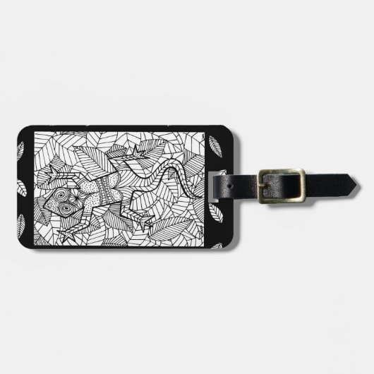 Label met witte hagedis bagagelabel (Voorkant horizontaal)