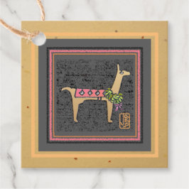 Label met witte llama Gift