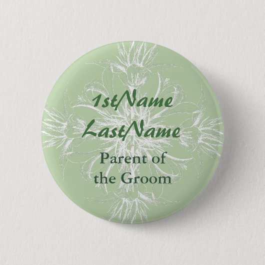 Label Mint en White Floral ID Ronde Button 5,7 Cm (Voorkant)