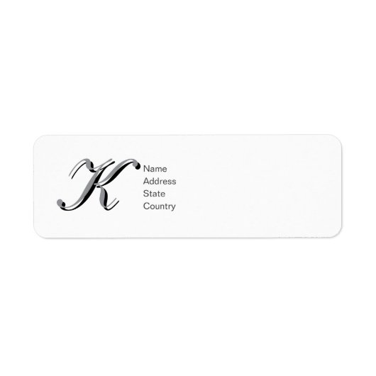 Label Monogram K Script Return-adres aanpassen (Voorkant)