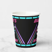Label Neon Pink Birthday Party Papieren Bekers (Links)