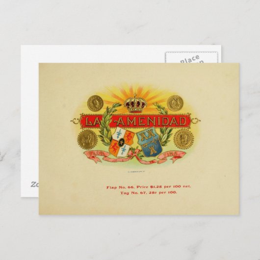 label op de doos briefkaart (Voorkant / Achterkant)