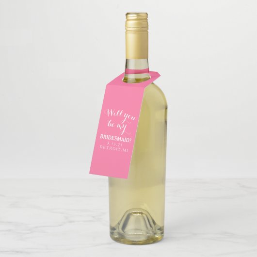 Label op de fles - word je mijn bruidsroze (Schuin)