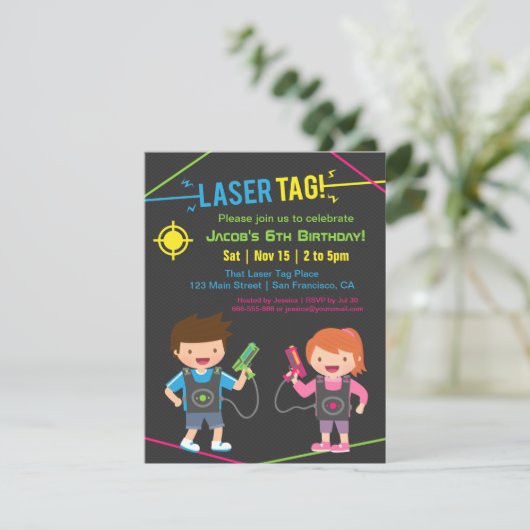 Label op laserstralen - Verkennende uitnodigingen (Staand voorkant)