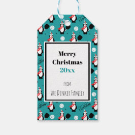label 🐧 Pickleball Vrolijk kerstfeest Cadeaulabel