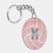 label pink volleybaltas voor meisjes met monogram sleutelhanger (Voorkant Links)