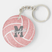 label pink volleybaltas voor meisjes met monogram sleutelhanger (Achterkant)