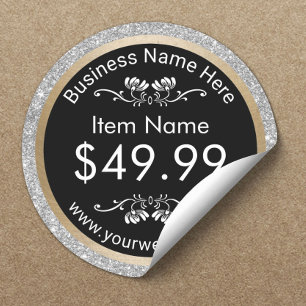 Label prijs   Moderne, zilveren glitter Gold Borde