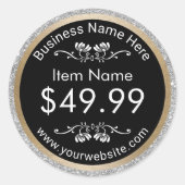 Label prijs | Moderne, zilveren glitter Gold Borde (Voorkant)