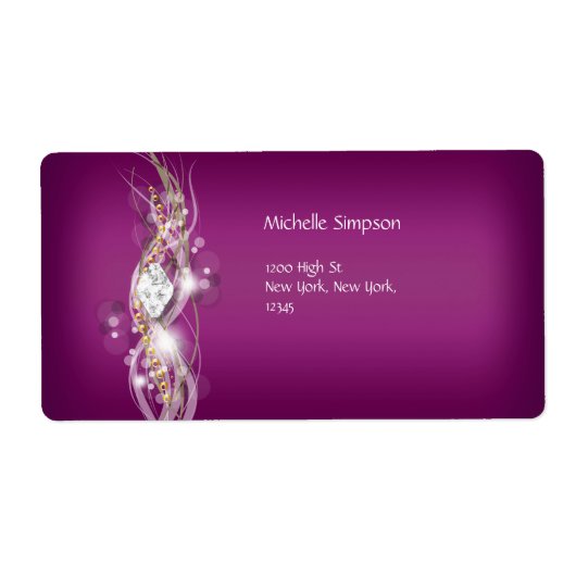Label Pruim Wit Goud Diamanten Adres (Voorkant)